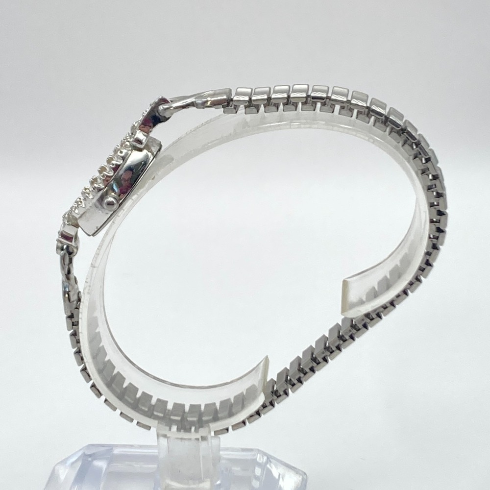 Vintage Inspired Womens Watch Silver Tone Crystals Stretch Band New Battery 6.75 - Picture 5 of 14